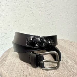 Lucky Brand Black Braided Leather Belt